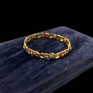 Antique Vintage Deco 14k Gold Filled GF Sapphire Wedding Bangle Bracelet 13.8g
