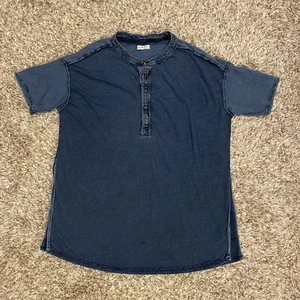 Free People We The Free On The Flip Side Tee Stripe Printed Button Tunic Top L - Picture 1 of 10