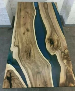 Live edge Custom Blue Epoxy Resin Wooden River Style Bar top coffee table desk - Picture 1 of 2