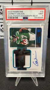 2022 Panini One - Rookie Dual Patch Autographs Blue #32 Garrett Wilson /75-PSA 9 - Picture 1 of 2