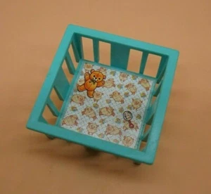 Vintage Fisher Price Little People Blue Baby Playpen Bed Crib Nursery #761 1972 - Picture 1 of 8