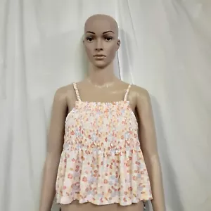 SO Womens Smocked Peplum Tank Floral Size X Large - Picture 1 of 3