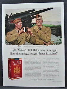 Vintage 1941 Pall Mall Cigarettes Magazine annuncio pagina intera seconda guerra mondiale annuncio a tema militare - Foto 1 di 1