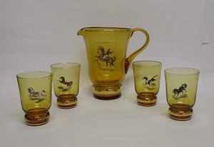 ✅ SPLENDIDO SET CARAFFA CON 4 BICCHIERI VETRO DI MURANO EPOCA 1920 ANTIQUE-3507 - Picture 1 of 7