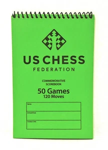 US Chess Federation Softcover Chess Scorebook - 50 Games – Green Score Book - Picture 1 of 3