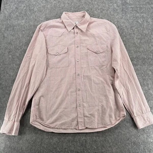 Armani Exchange Pink Striped Long Sleeve Western Pearl Snap - Picture 1 of 13
