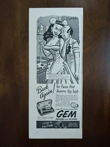 1946 vintage gem razor Blades, Avoid 5 O'clock Shadow, Unique Art - Imagen 1 de 1