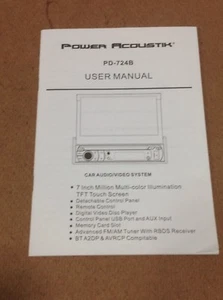 NEW CAR  AUDIO /VIDEO SYSTEM  OWNER MANUAL FOR POWER ACOUSTIK  FOR  PD-724B - Picture 1 of 5