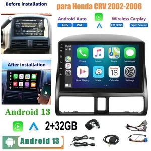 9" Carplay 2+32GB For Honda CRV 2002-2006 Android 15.0 Car Stereo Radio GPS WIFI - Bild 1 von 15