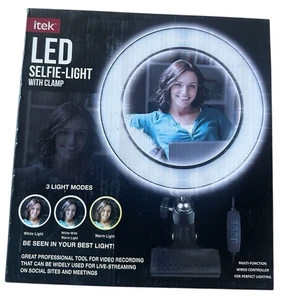 Itek LED Selfie Ring Light w/ Clamp 3 Light Modes Professional Wired Controller - Picture 1 of 3