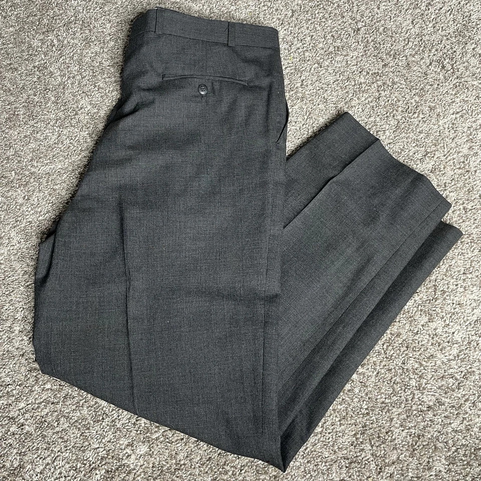 De Colección Ralph Lauren Pantalones Para Hombres 36x32 Gris Carbón Lana Frente Plano Vestido Preppy Usado en Excelente Condición Foto 1 de 4