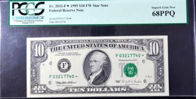 Fr. 2032-F* $10.00 1995 FW Star Superb Gem New 68 PPQ PCGS - Image 1 of 2