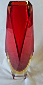LARGE Italian Murano Sommerso red and amber tri-colour vase - Picture 1 of 23