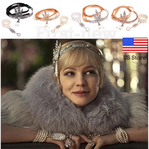 Set anelli braccialetto fascia sposa copricapo perle Gatsby grande flapper anni 20 - Foto 1 di 14