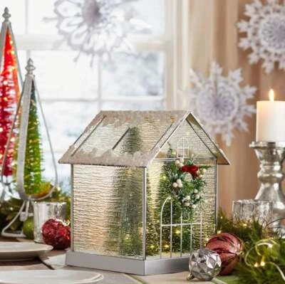 MEMBER'S MARK MEMBERS MARK 12" PRE LIT WINTER GREENHOUSE, SILVER