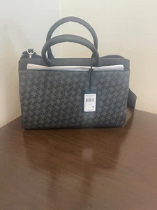 DKNY Tania Chino black Faux LeatherLogo Signature Turn Lock Satchel Shoulder Bag - Picture 1 of 6