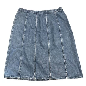 Vintage Orvis 16 Blue Jean Midi Skirt 90s Y2K Below Knee Pencil Denim Side Zip - Picture 1 of 11