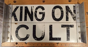 Vintage Sign Repurpose "KING ON" - "CULT" each measure 5" x 20" white and black - Picture 1 of 4