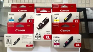 Lot 5 Canon cartouche CLI 550 XL et CLI 551 XL Noir + Gris + jaune+ magenta+bleu - Photo 1/1