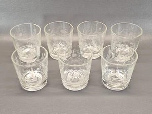 Vintage Set 7pc Federal Glass Starburst Floral Engraved Etched glasses tumblers  - Picture 1 of 7