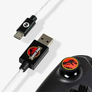 Official Jurassic Park 1.5m LED Micro USB controller Cable &Thumb Stick Grip PS4 - Picture 1 of 4