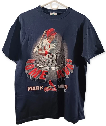 Vintage Mark McGwire St Louis Cardinals Shirt Adult Large L Blue 1998 Cover