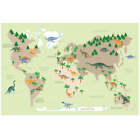 Mapa świata dzieci zieleń - dinozaur, angielski