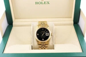 1996 Rolex Datejust 16238 Black Onyx Diamond Dial 18kt Jubilee No Papers 36mm - Picture 1 of 13