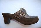 Coppery Brown Suede & Snakeskin Leather Helle Comfort Backess Heels W/Strap 6