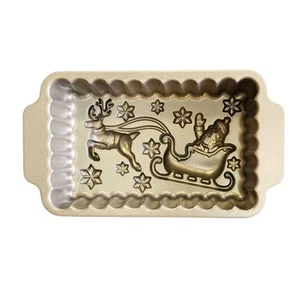 NORDIC WARE Santa's Sleigh Mold Cast Aluminum Loaf Pan 6 Cups Holiday Baking - Picture 1 of 8