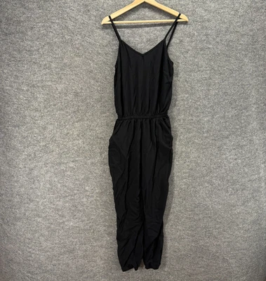 Gap Jumpsuit Women XS Black V-Neck Sleeveless Pockets Skinny Elastic Waist Rayon - Image 1 of 4