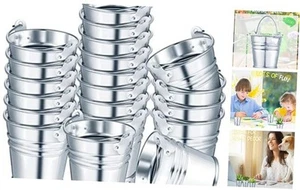 50 Pack Mini Galvanized Buckets Small Metal Buckets Mini Tin Pails with - Picture 1 of 8