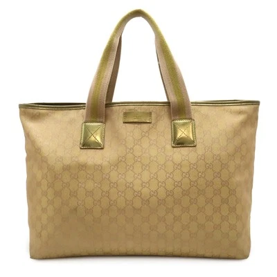 Bolso de Mano GUCCI GG de Lona Dorado Rosa Nylon Cuero Metálico Cartera de Hombro YBa0526 Foto 1 de 4