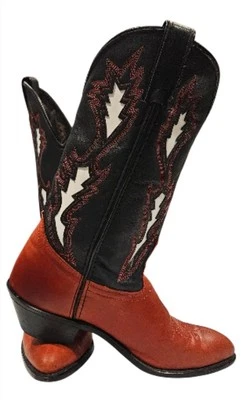 Botas femininas de couro LAREDO tamanho 8,5M vermelho preto branco comprimento panturrilha colete vaqueira - Imagem 1 de 4