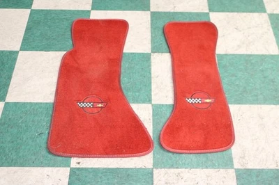 90-96 CORVETTE Red Front Left Right RH LH Carpeted Floor Mats Liner Pair 2x OEM Foto 1 de 4