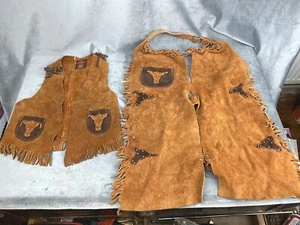 Vintage John Craighead WESTE & CHAPS Wildleder Leder, YELLOWSTONE Cowboy HALLOWEEN - Bild 1 von 11