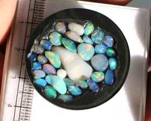 95.70 Cts Natural Fire Opal On Black Doublet Round Loose Gemstone - Picture 1 of 4