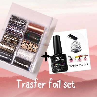 10 roll Transfer Foil +gel   Nail Art Decoration Design, Nail Foils, - Image 1 of 4