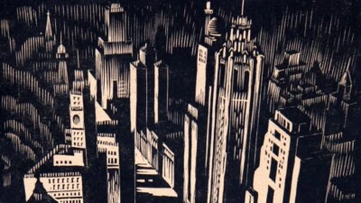 Chicago por Charles Turzak - Impresión de paisaje urbano de la era WPA 1924 - Calidad de archivo Foto 1 de 2