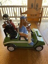 $10 OFF - CLAY ART COOKIE JAR DOGS IN A GOLF CART - VERY HEAVY