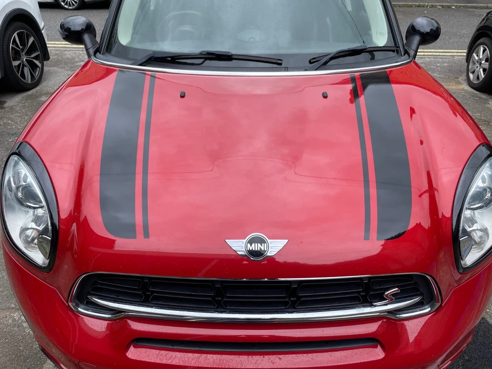 MINI COFANO STILE COUNTRYMAN STRISCE CAPPUCCIO STRISCE VINILE DECALCOMANIE ADESIVI ADESIVO - Immagine 1 di 1