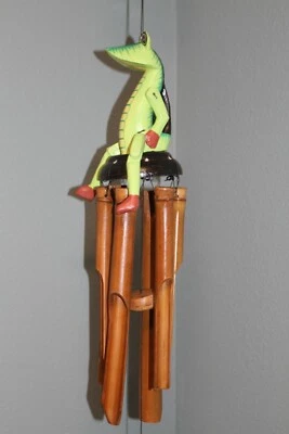 Carillón de viento Florida Gator bambú natural colores brillantes piezas móviles 35 pulgadas, G-95 Foto 1 de 4