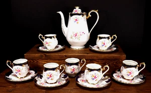 Royal Albert Crown China ESPRESSO Coffee Pot + 6 Demitasse Cups + Saucers 6513d - Picture 1 of 20