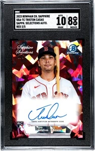 2023 Bowman Chrome Sapphire Triston Casas Sapphire Selections Auto Red /5 SGC 8 - Picture 1 of 2