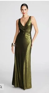 Halston By Reiss Sequin Maxi Gown Cassandra Ruche Dress, Size 10-12Au, 8 US - Picture 1 of 21