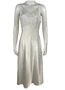 Val Mode Vtg Size S Women's Satin Bridal Honeymoon Nightgown Embroidered Beaded - Picture 1 of 10