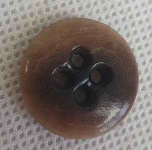 Vintage Horn Bone 4-Hole Button 20mm - Wood Effect Brown White Grey Ivory - Picture 1 of 8