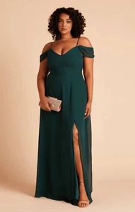 Birdy Grey Devin Convertible Dress With Slit Women's Size 1X Chiffon Emerald Gre - Picture 1 of 11