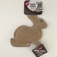 NEW Dog Toy Dura-Fused Leather with Squeaker Small Rabbit 10.5 x 0.25 x 7.5 in