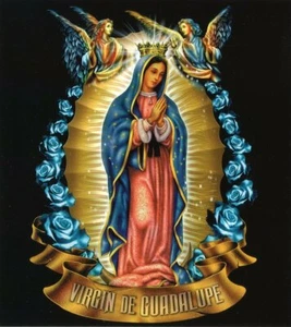 VIRGIN MARY Angels & Blue Roses VIRGIN DE GUADALUPE Latin Sticker Mexican Decal - Picture 1 of 1